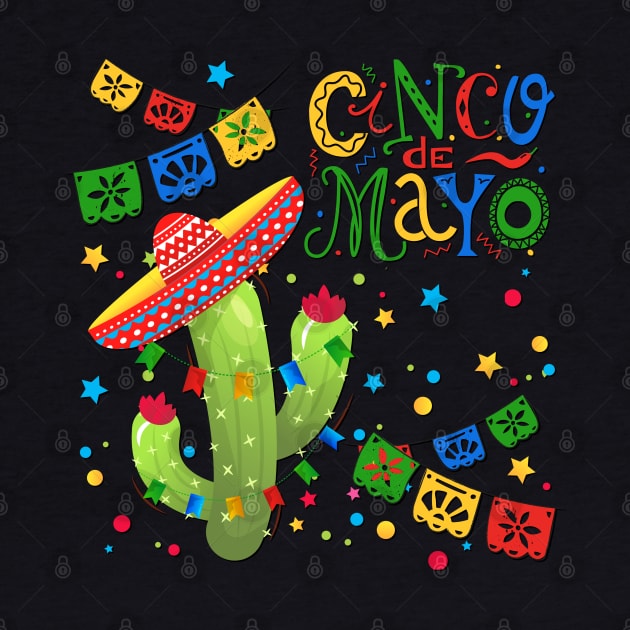 Cinco De Mayo Fun colorful celebration fifth may Mexican style cactus in Sombrero by BoogieCreates